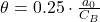 \begin{equation*}  $\theta = 0.25 \cdot \frac{a_0}{C_B}$ \end{equation*}