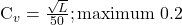 \begin{equation*}  $C_v = \frac{\sqrt{L}}{50}; \text{maximum 0.2} $ \end{equation*}