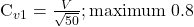 \begin{equation*}  $C_{v1} = \frac{V}{\sqrt{50}}; \text{maximum 0.8} $ \end{equation*}